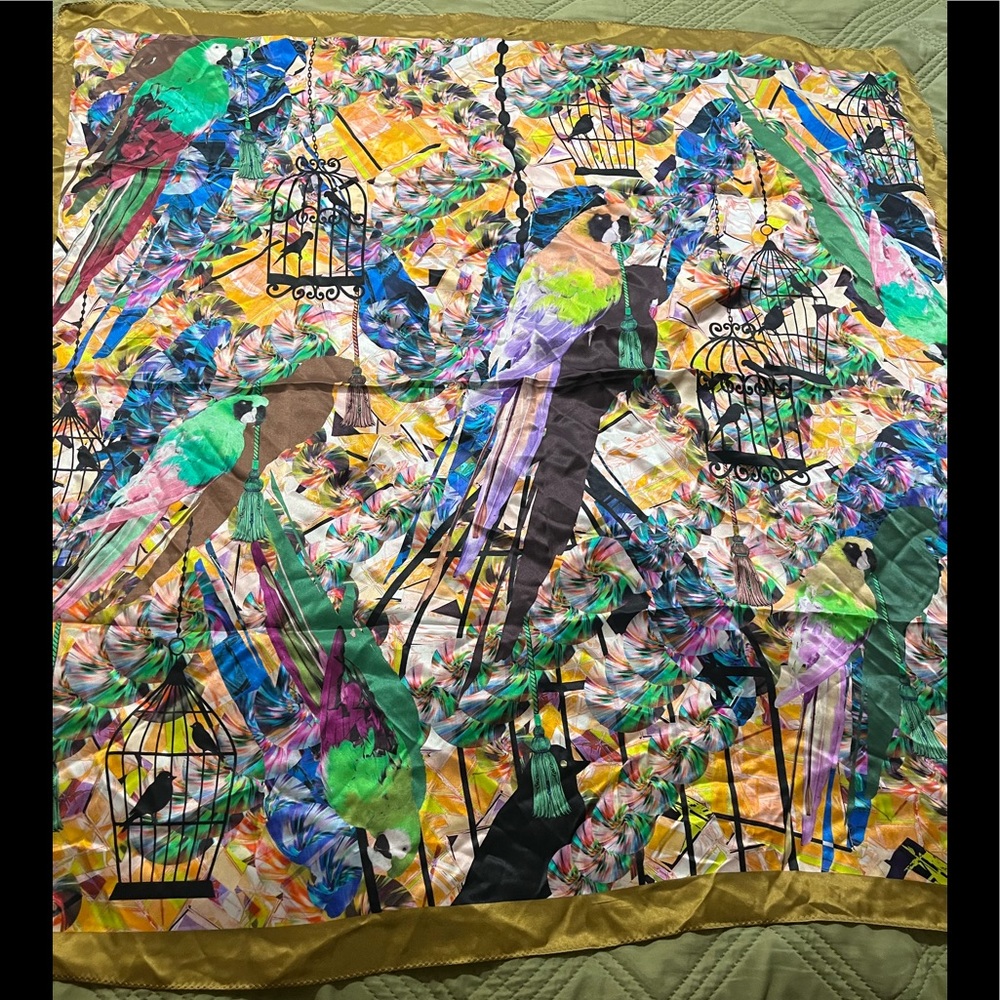 Abstract multicolour silk scarf, NWT